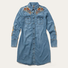 Load image into Gallery viewer, Stetson Women's Blue Embroidered Western Shirt Dress 7084
