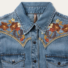 Load image into Gallery viewer, Stetson Women's Blue Embroidered Western Shirt Dress 7084
