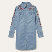 Load image into Gallery viewer, Stetson Women's Blue Embroidered Denim Shirt Dress 2010