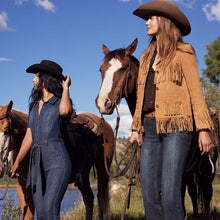 Load image into Gallery viewer, Stetson Womens Fringe Tan Suede Jacket 11-098-0539-0071-TA