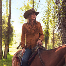 Load image into Gallery viewer, Stetson Womens Fringe Tan Suede Jacket 11-098-0539-0071-TA