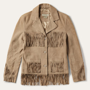 Stetson Womens Light Tan Fringe Suede Jacket 11-098-0539-0074-TA