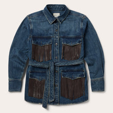 Load image into Gallery viewer, Stetson Women's Blue Dark Denim Fringe Jacket 6058