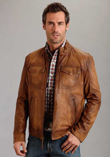 Load image into Gallery viewer, Stetson Men's Brown Butter Soft Distressed Leather Jacket 0698