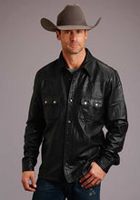 Load image into Gallery viewer, Stetson Men's Black Leather Western Shirt Jacket 6622