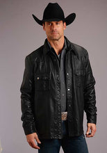 Load image into Gallery viewer, Stetson Men's Black Leather Western Shirt Jacket 6622
