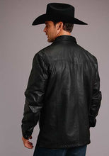 Load image into Gallery viewer, Stetson Men's Black Leather Western Shirt Jacket 6622