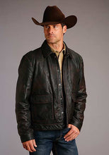 Load image into Gallery viewer, Stetson Men's Brown Snap Front Leather Jacket 6630