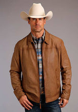 Load image into Gallery viewer, Stetson Men's Brown Zip-Front Lightweight Leather Jacket 6634