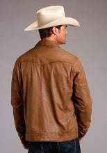 Load image into Gallery viewer, Stetson Men's Brown Zip-Front Lightweight Leather Jacket 6634