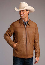 Load image into Gallery viewer, Stetson Men's Brown Zip-Front Lightweight Leather Jacket 6634