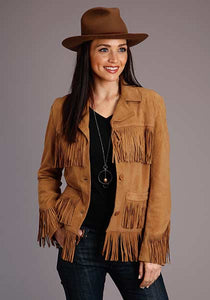 Stetson Womens Fringe Tan Suede Jacket 11-098-0539-0071-TA