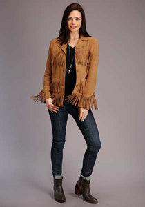 Stetson Womens Fringe Tan Suede Jacket 11-098-0539-0071-TA