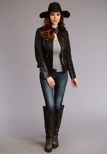 Load image into Gallery viewer, Stetson Womens Black Smooth Leather Sherpa Jacket 11-098-0539-7052-TA