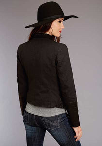 Stetson Womens Black Smooth Leather Sherpa Jacket 11-098-0539-7052-TA