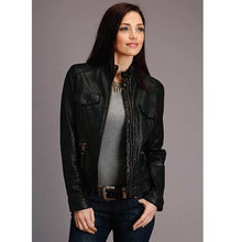 Load image into Gallery viewer, Stetson Womens Black Leather Smooth Pocket Jacket 11-098-0539-7072-TA