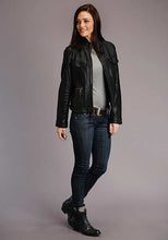 Load image into Gallery viewer, Stetson Womens Black Leather Smooth Pocket Jacket 11-098-0539-7072-TA