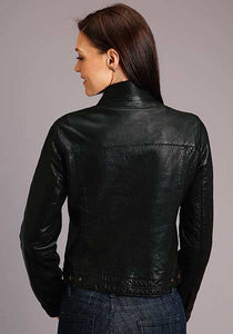 Stetson Womens Black Leather Smooth Pocket Jacket 11-098-0539-7072-TA