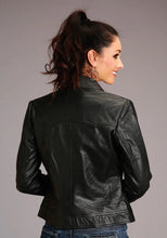 Load image into Gallery viewer, Stetson Womens Black Leather Collared Jacket 7090