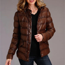 Load image into Gallery viewer, Stetson Womens Brown Leather Quilted Jacket 7092