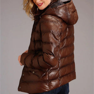 Stetson Womens Brown Leather Quilted Jacket 7092