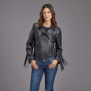 Stetson Women's Black Leather Fringe Jacket 7104