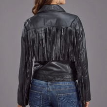 Load image into Gallery viewer, Stetson Women&#39;s Black Leather Fringe Jacket 7104