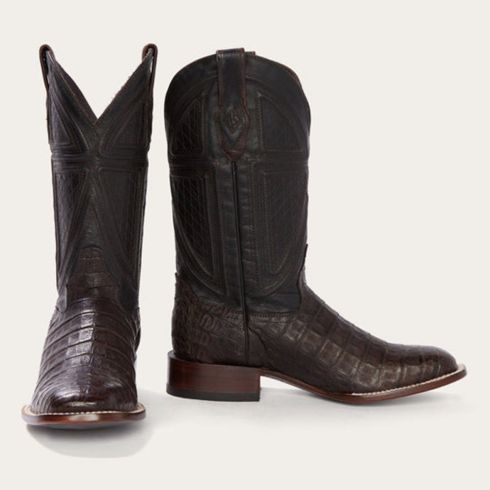 Stetson Men's Kaycee Brown Caiman Belly Square Toe Cowboy Boots 12-020-1852-0201 TA