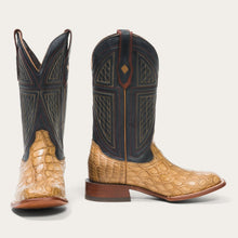 Load image into Gallery viewer, Stetson Men&#39;s Tan Flaxville Honey Alligator Square Toe Boots 12-020-1852-0418 TA