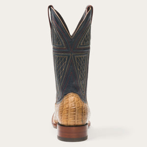 Stetson Men's Tan Flaxville Honey Alligator Square Toe Boots 12-020-1852-0418 TA