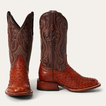 Load image into Gallery viewer, Stetson Men&#39;s Ozzy Ostrich Brown Square Toe Boots 0502