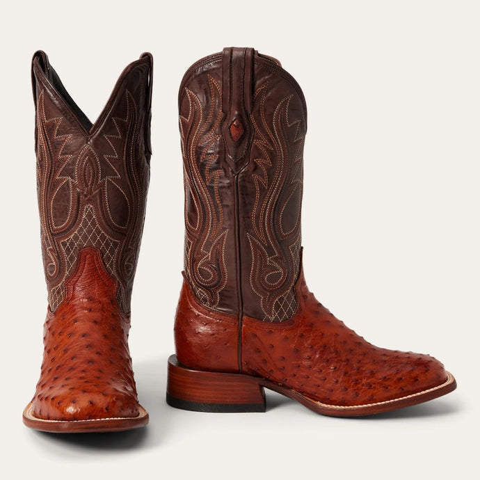 Stetson Men's Ozzy Ostrich Brown Square Toe Boots 0502