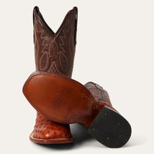Load image into Gallery viewer, Stetson Men&#39;s Ozzy Ostrich Brown Square Toe Boots 0502