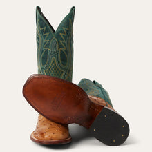 Load image into Gallery viewer, Stetson Men&#39;s Ozzy Ostrich Tan Square Toe Boots 0504