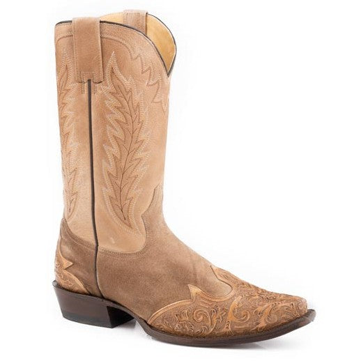 Stetson Men's Tan Handtooled Snip Toe Boot 4074