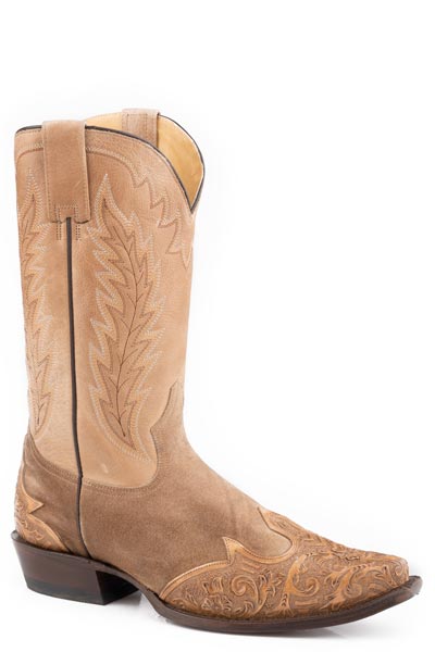 Stetson Men's Tan Handtooled Snip Toe Boot 4074