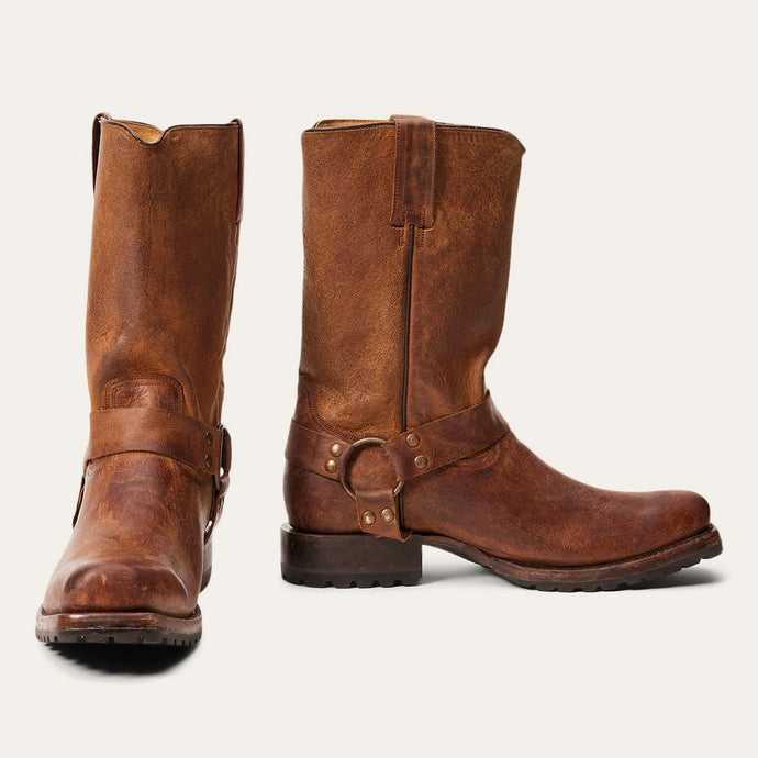 Stetson Men's Heritage Harness Brown Leather Biker Toe Boots 4124