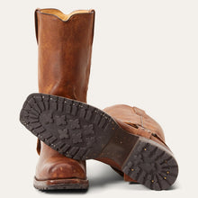 Load image into Gallery viewer, Stetson Men&#39;s Heritage Harness Brown Leather Biker Toe Boots 4124