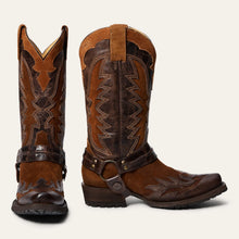 Load image into Gallery viewer, Stetson Men's Outlaw Wings Tan Leather Outlaw Toe Boots 3861