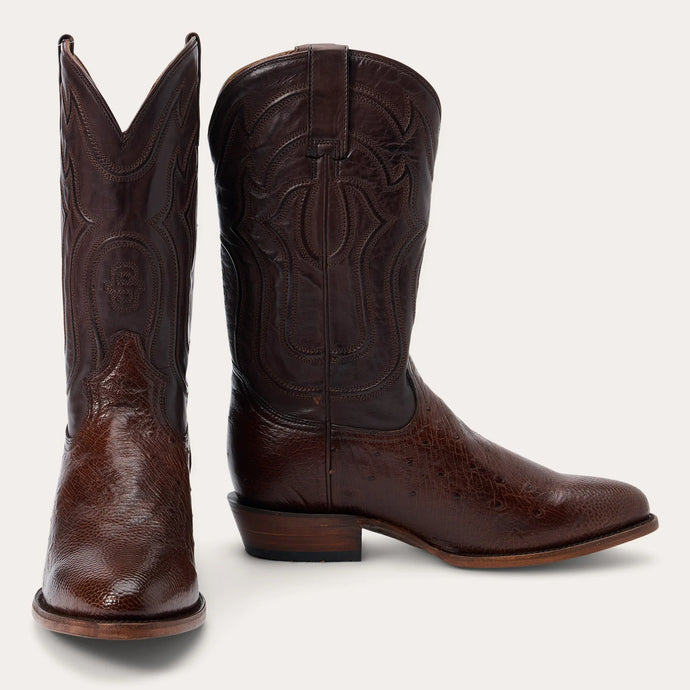 Stetson Men's Wyatt Smooth Brown Ostrich Round Toe Boots 6001