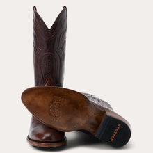 Load image into Gallery viewer, Stetson Men&#39;s Wyatt Smooth Brown Ostrich Round Toe Boots 6001
