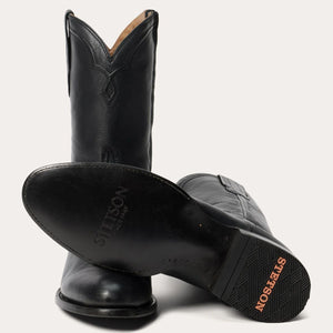 Stetson Men's Cash Zip Roper Black Round Toe Boots 3792