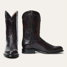 Load image into Gallery viewer, Stetson Men's Cash Zip Roper Black Leather Round Toe Boots 4125