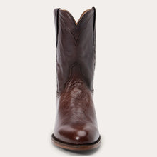 Load image into Gallery viewer, Stetson Men&#39;s Clay Smooth Roper Brown Ostrich Round Toe Boots 0520