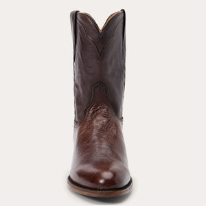 Stetson Men's Clay Smooth Roper Brown Ostrich Round Toe Boots 0520