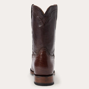 Stetson Men's Clay Smooth Roper Brown Ostrich Round Toe Boots 0520