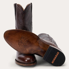 Load image into Gallery viewer, Stetson Men&#39;s Clay Smooth Roper Brown Ostrich Round Toe Boots 0520