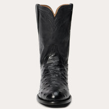 Load image into Gallery viewer, Stetson Men's Austin Black Ostrich Roper Round Toe Boots 0210