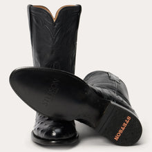Load image into Gallery viewer, Stetson Men's Austin Black Ostrich Roper Round Toe Boots 0210