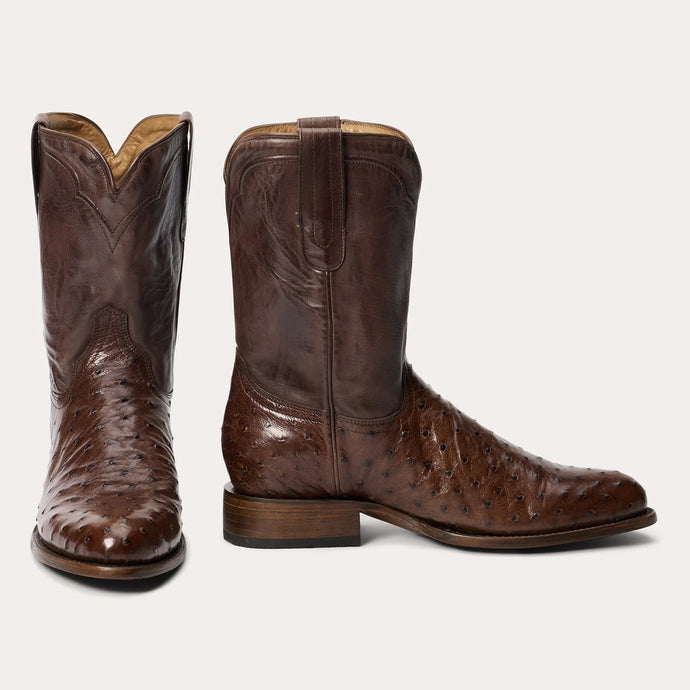 Stetson Men's Austin Roper Brown Ostrich Round Toe Boots 0500
